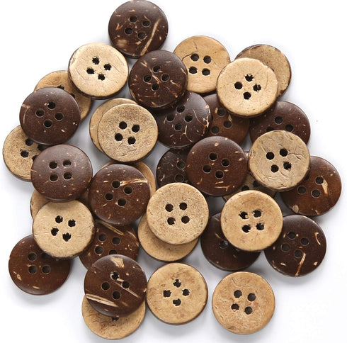 Coconut Shell Buttons Size 5/8 Inch (15mm) 4 Holes Coconut Button for Shirt Sewing or DIY Crafts Pack of 200pcs...