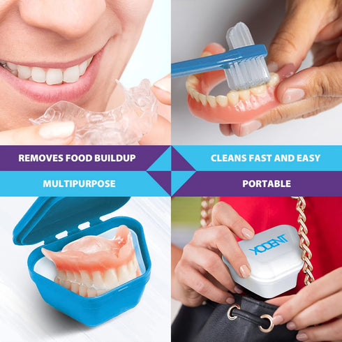 BASIC Denture Cleaning Kit | 2x Denture Cleansing Baths | 2x Strainer Baskets | 2x Soft-Bristle Brushes | 30x Denture Cleaning Tablets | Denture C...