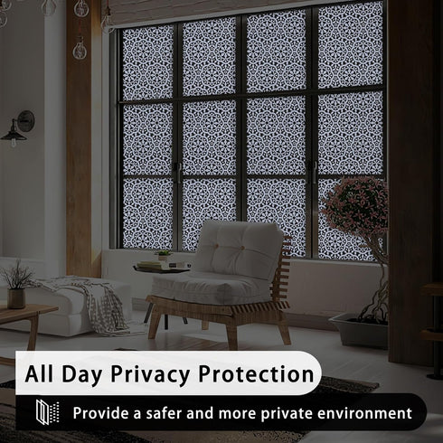 ConCus-T Blackout Privacy Window Film Full Shade Opaque UV Resistant Static Cling Window Film Non-Adhesive Removable Film Home Office Decor, Black...