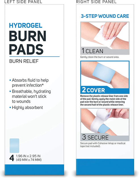 Care Science Hydrogel Sterile Burn Dressing Bandage Pads for Burn Relief, 4 ct | Instant Cooling Relief for Minor Burns & Wounds...