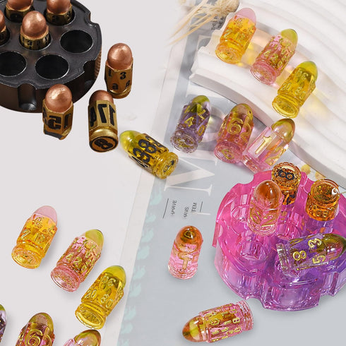 Bullet Dice and Dice Box Resin Molds Silicone Set of 7 Epoxy Resin Molds Dice Silicone Molds for Epoxy Resin for Role Playing Games Table Board Ga...