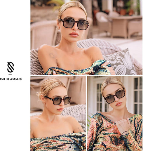 SOJOS Retro Square Polarized Sunglasses for Women Men Classic Trendy Sunnies SJ2226...
