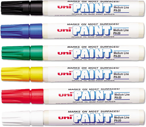 Uni-Paint Oil Based Marker, Medium Point, Assorted Inks,63630, 6/Set...