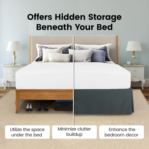 Utopia Bedding King Bed Skirt - Soft Quadruple Pleated - Easy Fit with 16 Inch Tailored Drop - Hotel Quality, Shrinkage and Fade Resistant (King, ...