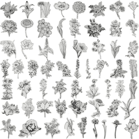 Geolet 300 Pieces Flower Plant Retro Transparent Flower Sticker Decal DIY Natural Scrapbooking Stickers for Laptop Ca Diary Album Journal Planners...