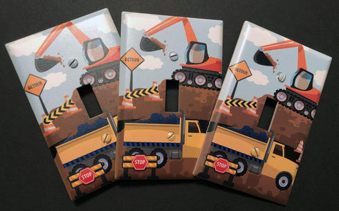 Truck Boys Room Light Switch Cover Plate Kids Decorative Tractor Nursery Teen Toddler Room Decor Bedroom Bathroom Playroom (Construction Truck)...
