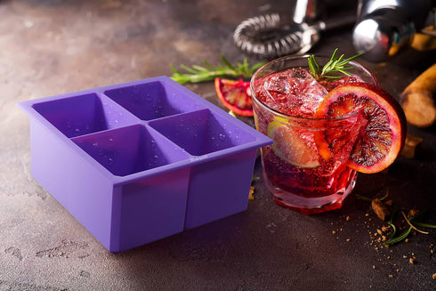 Bakerpan Silicone Big Ice Cube Tray, Ice Cube Mold for Whiskey, Old Fashioned, Bourbon, Cocktails, Large Ice Cube Tray, Ice Tray, 2 Inch Square Ic...