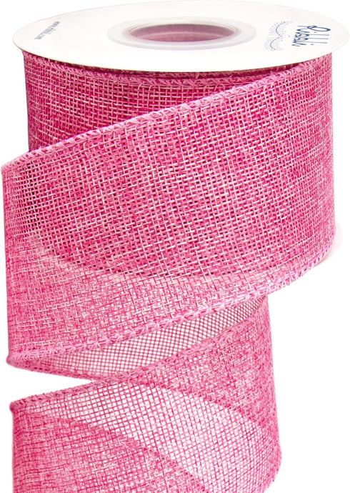 Ribbli Pink Burlap Wired Ribbon,2-1/2 Inch x 10 Yard, Easter Wired Edge Ribbon for Big Bow,Wreath,Tree Decoration,Outdoor Decoration...