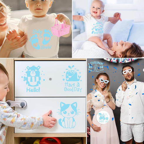 Baby Stencils for Painting Reusable - 36 Pieces Captivating Newborn Crafts for Wall Wood Window Baby Parents DIY Creative Partner...