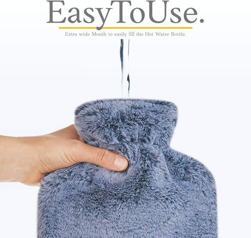 Hot Water Bottle with Soft Cover - 1.8L Large - Classic Hot Water Bag for Pain Relief, Neck and Shoulders, Feet Warmer, Menstrual Cramps, Hot and ...
