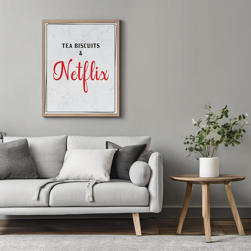 Posterizer 1 pcs-Kitchen Print-Funny Quotes-tea biscuits and Netflix-Kitchen & Bar Art-Comedy Art-Art Poster Print for Home, Office, Store, Bar- u...