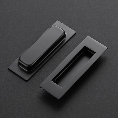 Ravinte 4 Pack Black Sliding Closet Door Handles Black Flush Pulls 5.9in Length Recessed Finger Pulls for Sliding Barn Door Sqaure Cabinet Pulls S...