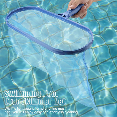 Blue Plastic Leaf Skimmer Fine Mesh Net Deep Bag Swimming Pool Pond Tub Cleaning Tool for Pool Walls, Bathroom, Floor, Tub, Shower and Kitchen Sur...
