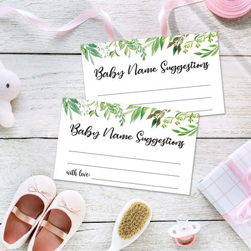 50 Baby Shower Name Suggestion Cards, Greenery Name Suggestion Cards for Baby Shower, Name Suggestion Game, Baby Shower Games, Baby Party Supplies...