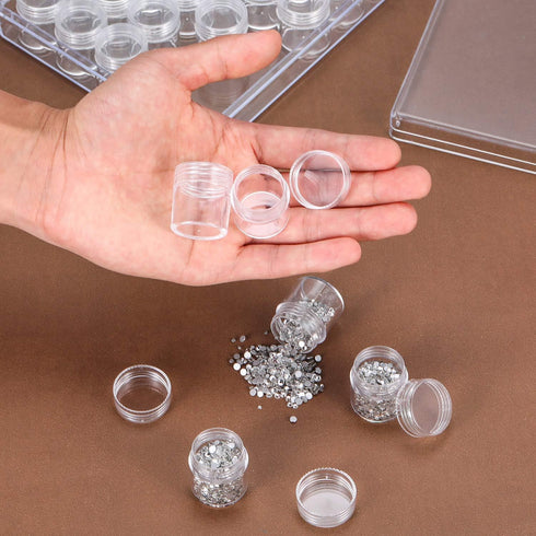 TDOTM Clear Plastic Bead Storage with 30 Pieces Storage Jars Container Bottle with Lid Embroidery Diamond Painting Transparent Accessory Box Organ...