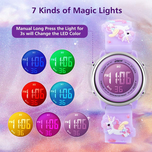 L LAVAREDO Kids Watches Girl Watches Ages 3-12 Sports Waterproof 3D Cute Cartoon Digital 7 Color Lights Wrist Watch for Kids...