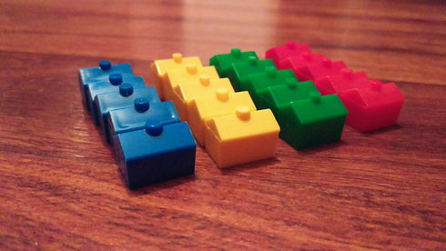 Plastic Hotels: Red, Yellow, Green, and Blue Color Board Game Replacement Hotel (Colored Miniature Town & City Buildings, Board Game Playing Piece...