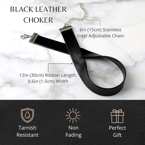 Black Leather, Velvet, Heart Pendant Choker 90s Accessories Goth Style Classic Punk Gothic Neck Collar Choker Necklace for Women and Men, Pack of ...