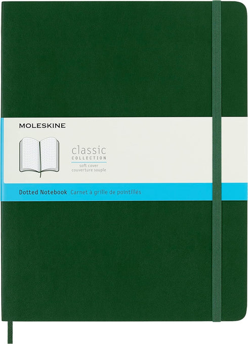 Moleskine Classic Notebook, Soft Cover, XL (7.5" x 9.5") Dotted, Myrtle Green, 192 Pages...