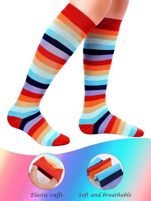 Unittype 6 Pair Rainbow Pride Knee High Socks for Women Striped Socks Long Socks Tube Socks Roller Skate Socks for Girls Youth Gift...