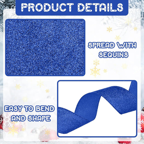 Cindeer 2 Rolls Christmas Glitter Wired Edge Ribbon Glitter Ribbon Wired Fabric Ribbons for Gifts Wrapping Garland Card Craft Wreath Holiday Party...