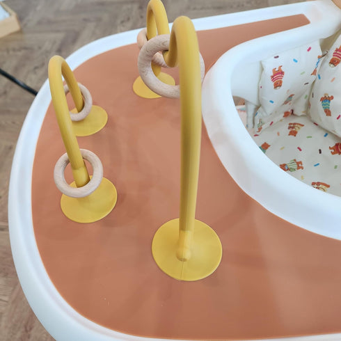 High Chair Toys with Suction Cups | Silicone & Wooden High Chair Suction Cup Toys for Babies 6-12 Months | Engaging Baby Teething Toys (Mustard Ye...