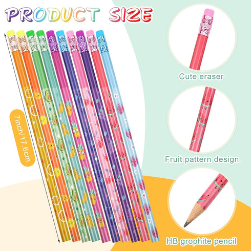 80 Pcs Scented Bookmarks and Scented Pencils with Cute Pencil Toppers Set Fun Pencils Fruit Food Theme Scratch and Sniff Bookmarks Cartoon Pencil ...