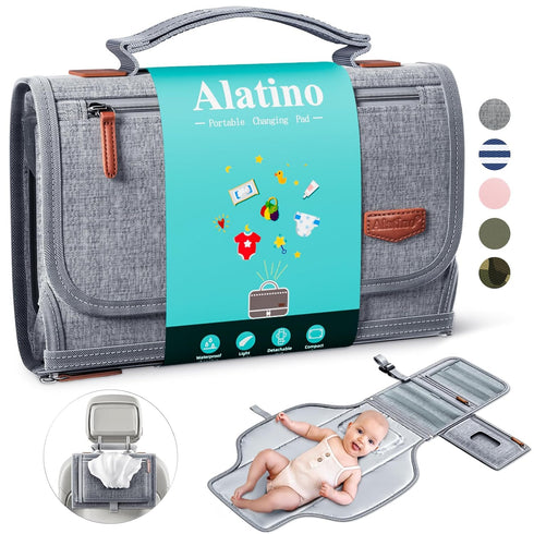 Portable Diaper Changing Pad for Baby, Detachable Travel Changing Pad with Baby Wipes Pocket, Gifts for Baby Shower, Newborn Girls and Boys (Grey)...