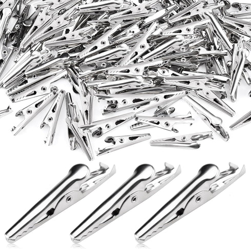 160 PCS 35mm Metal Alligator Clips Crocodile Clamps Test Line Crocodile Clips Spring Clamps Silver Tone for Electric Testing Work and Cable Lead C...