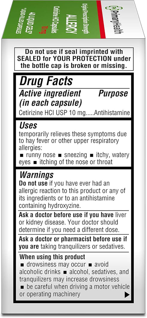 Cetirizine Hcl, 10mg Softgel, 40 Count, 40 Count...