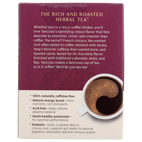 Teeccino Hazelnut Roasted Herbal Tea - Caffeine Free, Prebiotic, 3x More Herbs - 10 Tea Bags...