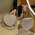 Evening Bag for Women, Silver Clutch Purse Heart Shaped Purse Crossbody Bag Shoulder Handbag Rhinestone Purse...