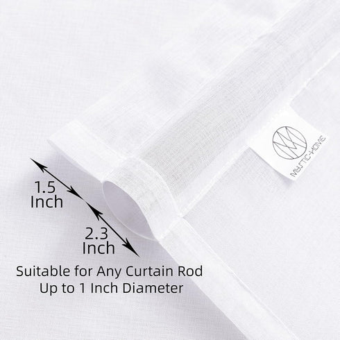 MYSTIC-HOME Sheer Curtains White 45 Inch Length, Rod Pocket Voile Drapes for Living Room, Bedroom, Window Treatments Semi Crinkle Curtain Panels f...