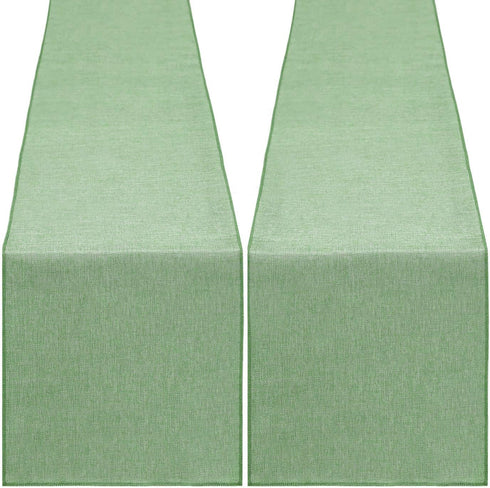 B-COOL Light Green Burlap Table Runner 2 Packs Rustic Farmhouse Fabric 13x108inch Rolls Party Garden Birthday Holiday Home Kitchen Decor...