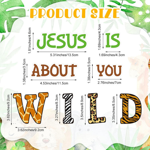Fulmoon 34 Pcs Jungle Animals Bulletin Board Decorations Set Back to School Classroom Wild Safari Animal Cutout Wild About Jesus Christian Bible W...