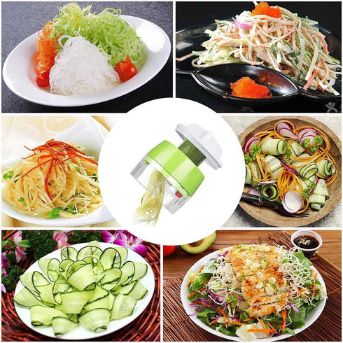 5 in1 Handheld Spiralizer Vegetable Slicer, Green, Plastic, ABS, Stainless Steel...