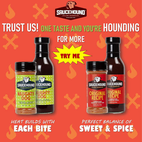 Saucehound Championship Recipe BBQ and All Purpose Seasoning Spice Rub, Perfect & Balanced Taste, Competition Barbecue Flavor (Naughty Dog, 5.82 O...