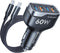 60W Fast Car Charger,SUNDAREE USB c Car Charger Fast Charging Cigarette Lighter Adapter, QC 3.0 18W & PD 30W Type c Car Charger with 3.3FT C to C ...