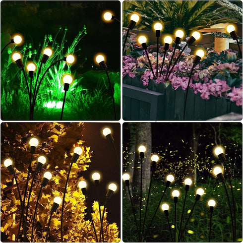 Lezonic Solar Swaying in Wind Firefly Lights,4 Pack Total 32LED Starburst Solar Garden Lights for Outside, Solar Fairy Lights Outdoor Waterproof f...