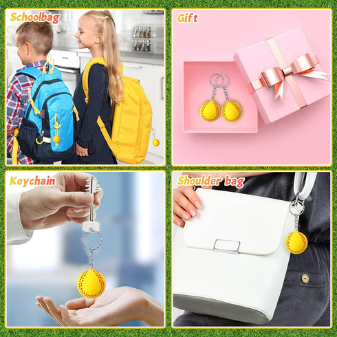 24 Pack Softball Keychain Mini Foam Softball Keychain Softball Stress Ball Keychains Softball Gifts for Girls Boys Kids Party Favors Party Bag Gif...