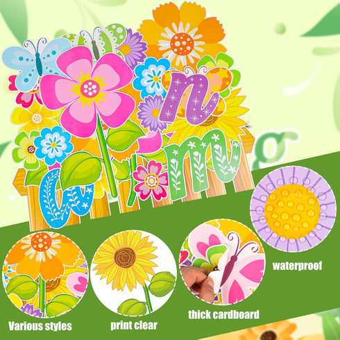 Flower Butterfly Bulletin Cutouts Classroom Bulletin Board Decor Let Your Imagination Bloom Paper Cutouts for Floral Party School Home Wall Window...
