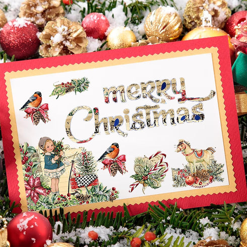 Christmas Pattern Scrapbook Paper, 6 Inch Card Production Supplies, 24 Sheets Single Sided Acid-Free Cardstock Greeting Card, Handmade Gift Journa...