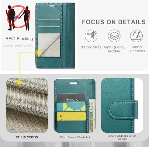 for Samsung Galaxy S24 Plus/S24+ Wallet Case with RFID Blocking Credit Card Holder, PU Leather Flip Kickstand Protective Shockproof Cover Women Me...