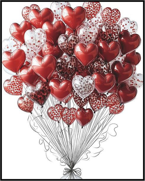 Posterizer 1 pcs-Valentine's Day cute heart shaped balloon poster -1-Romantic Art-Holiday Poster Collection-Gift for Couples boyfriend girlfriend ...