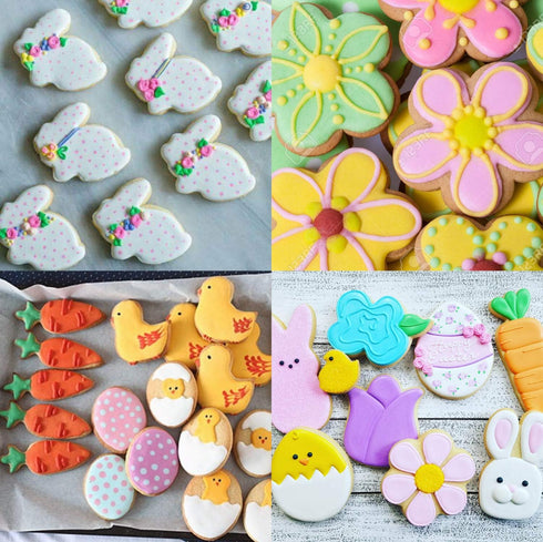 Easter Cookie Cutter Set - 7 piece - Egg, Carrot, Bunny, Flower, Chick, Bunny Face and Butterfly...