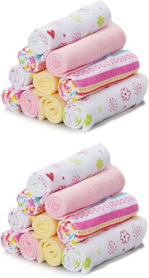 Spasilk Washcloth Wipes Set for Newborn Boys & Girls, Soft Terry Washcloth Set, Pack of 20, Pink Lines, 20 Pack...