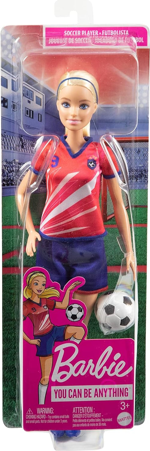 Barbie Careers Fashion Doll & Accessory, Soccer Player with Blonde Ponytail, #9 Uniform, Tall Socks, Cleats & Soccer Ball...