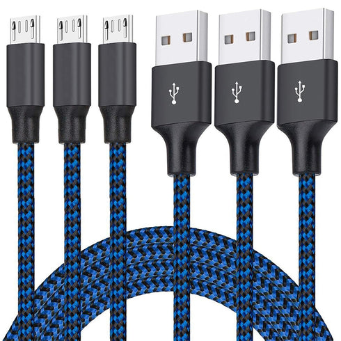 Micro USB Cable, 3Pack 6FT Android Charger Cord Long Braided Sync Fast Charging Cables Compatible with Samsung Galaxy S6 S7 Edge, Android Phone -B...