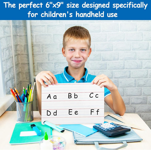 Dry Erase Lapboards with Lines Pack of 18 | 6 x 9 inch Double Sided White Boards with 18 Pens, 18 Erasers Small Mini White Dry Erase Boards for St...