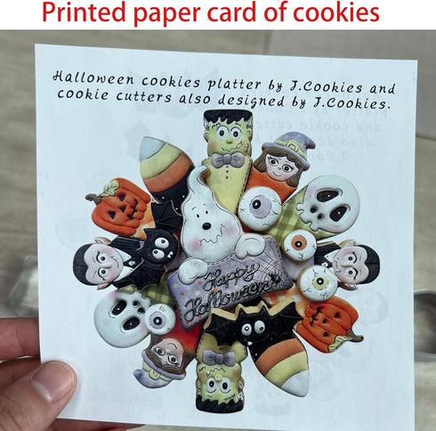 LILIAO Halloween Cookie Cutter Set - 8 Piece - Skull, Witch, Candy Corn, Vampire, Pumpkin, Zombie, Bat and Ghost Plaque Fondant Biscuit Cutters - ...